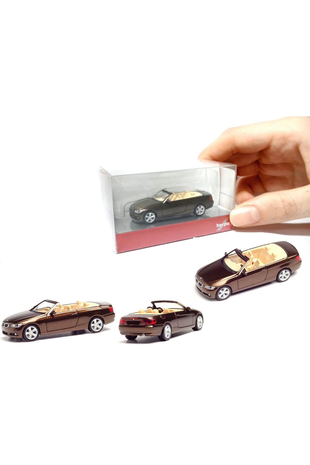 1/87 Ho BMW 3 Serisi Cabrio / Minyatür Plastik Model Marakeş Kahverengisi Metalik