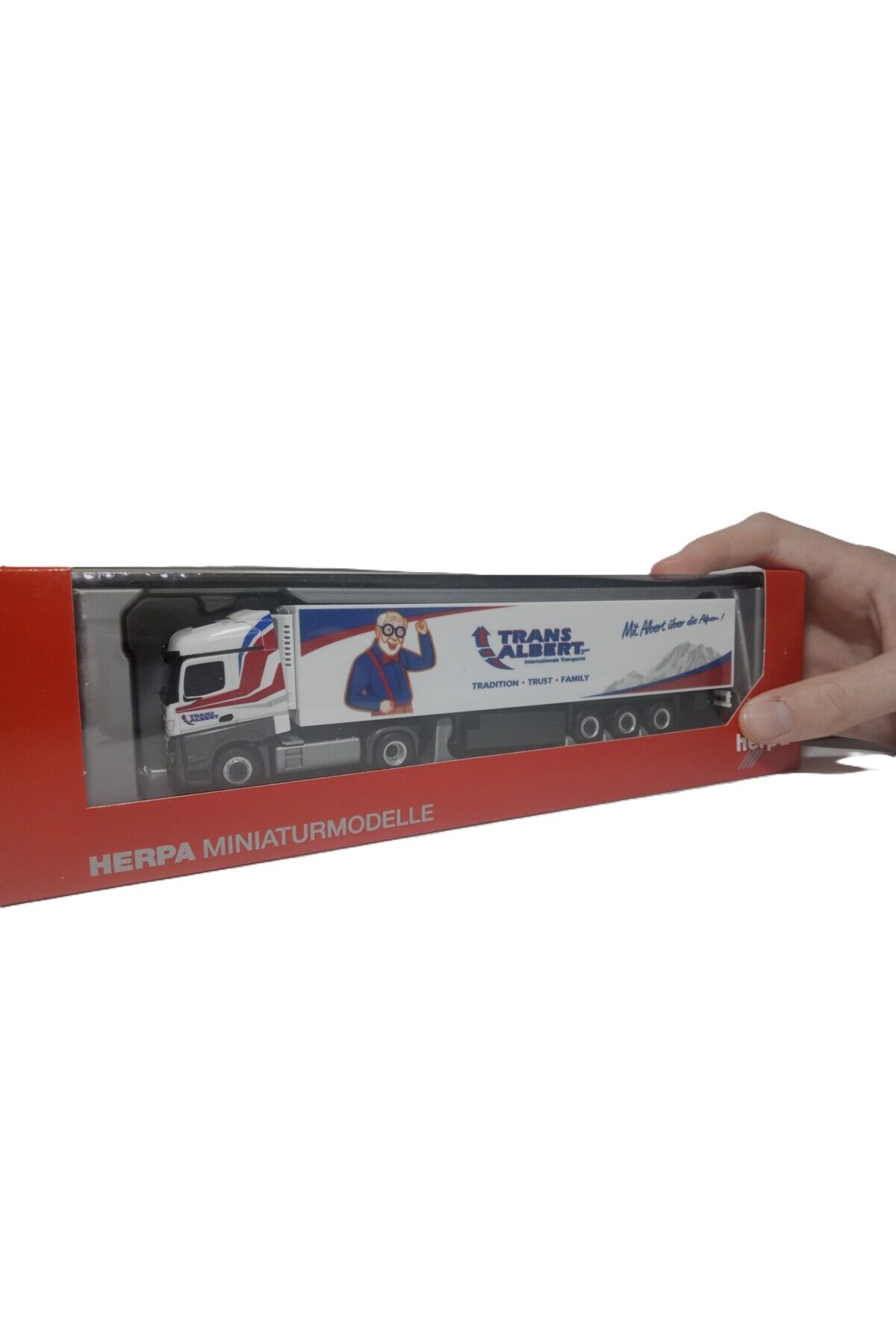 1:87 Ho Mercedes-Benz Actros Streamspace - Transalbert Italien/Sluderno (Minyatür Plastik Model ) Beyaz