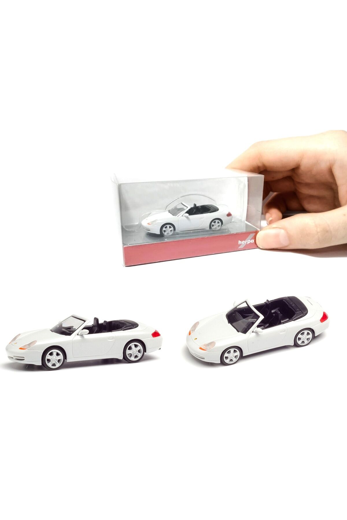 1/87 Ho Porsche 996 C4 Cabrio beyaz / Minyatür Plastik Model
