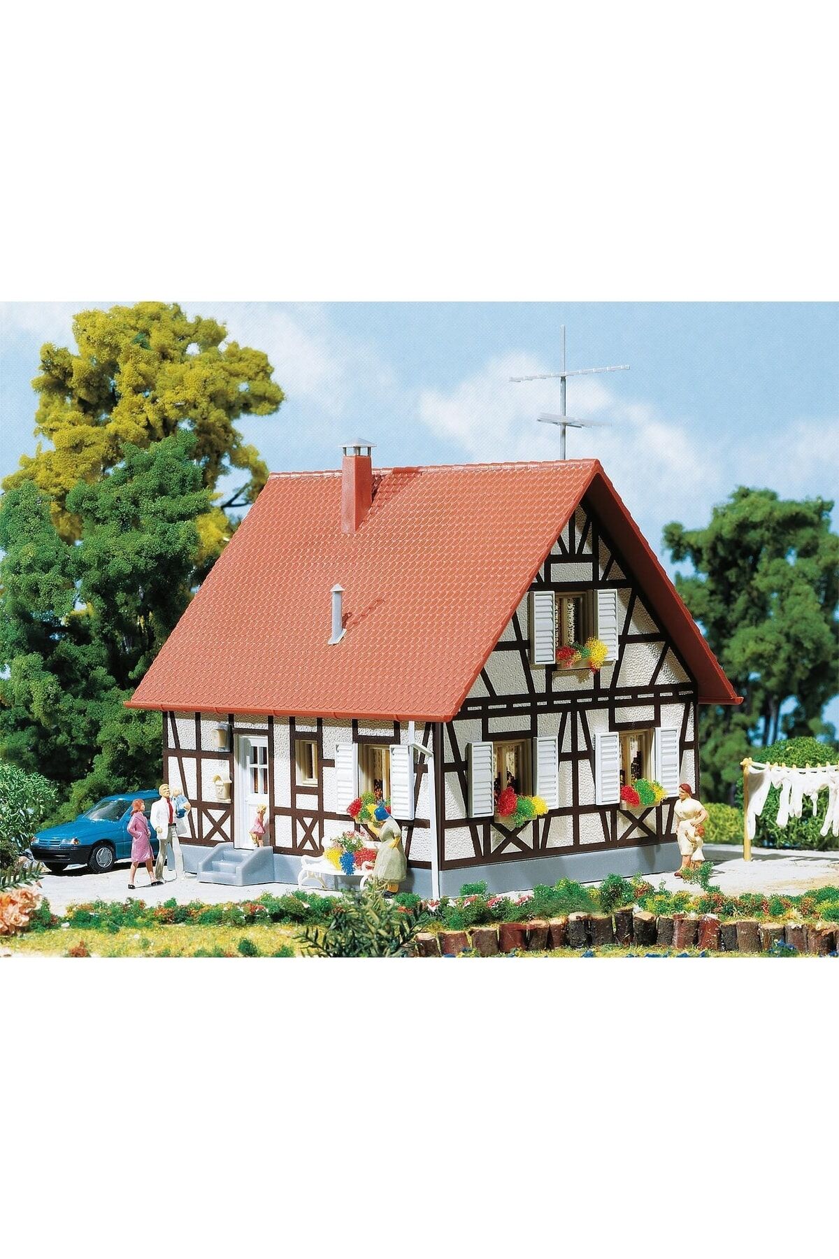 1:87 Ho Yarı Ahşap  Müstakil Aile Evi  Plastik Maketi.