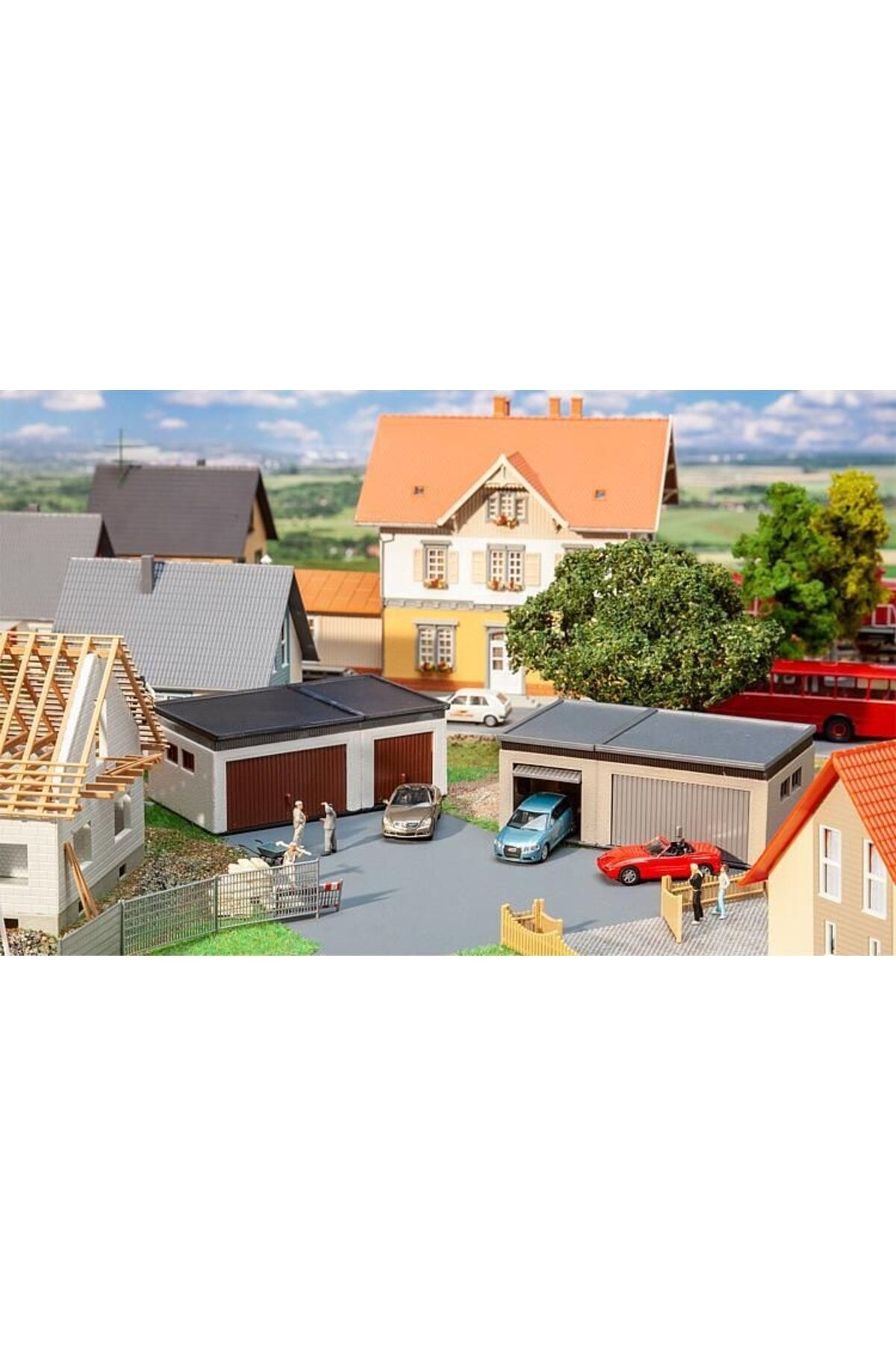 1:87 Ho  2 Adet Çift Araba Garajı Maketi