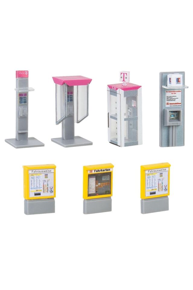 1:87 Ho Telefon Kulübesi , ATM , Bilet Otomatları Şehir Tasarım Detay Seti
