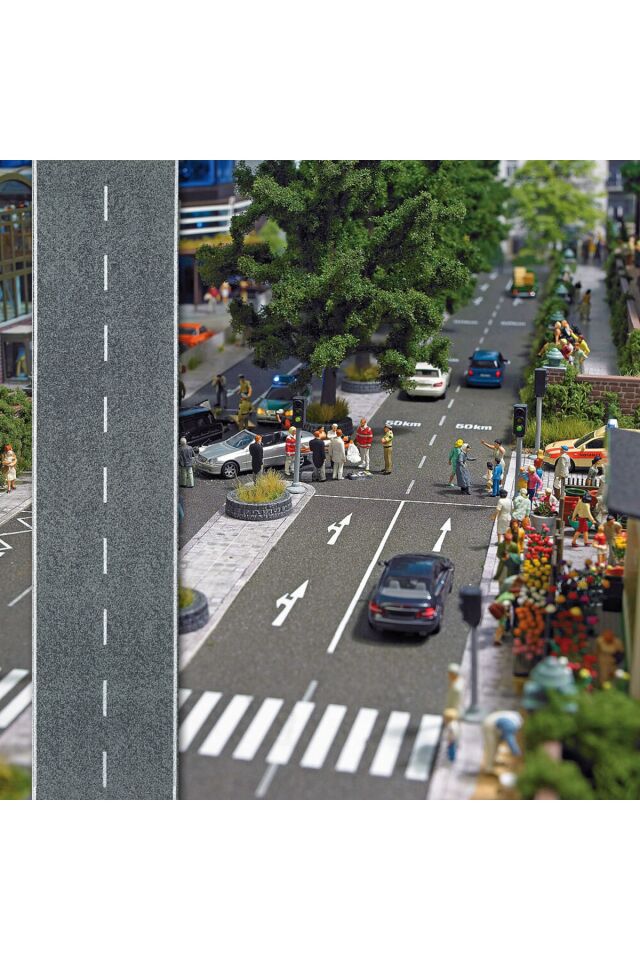1:87 Ho Maket  Çizgili Beton Asfalt Yol Zemini Gri