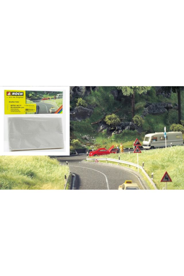 1:87 Ho Maket Asfalt Yol Zemini Yapışkanlı Açık Gri ( 100 X 8 Cm )