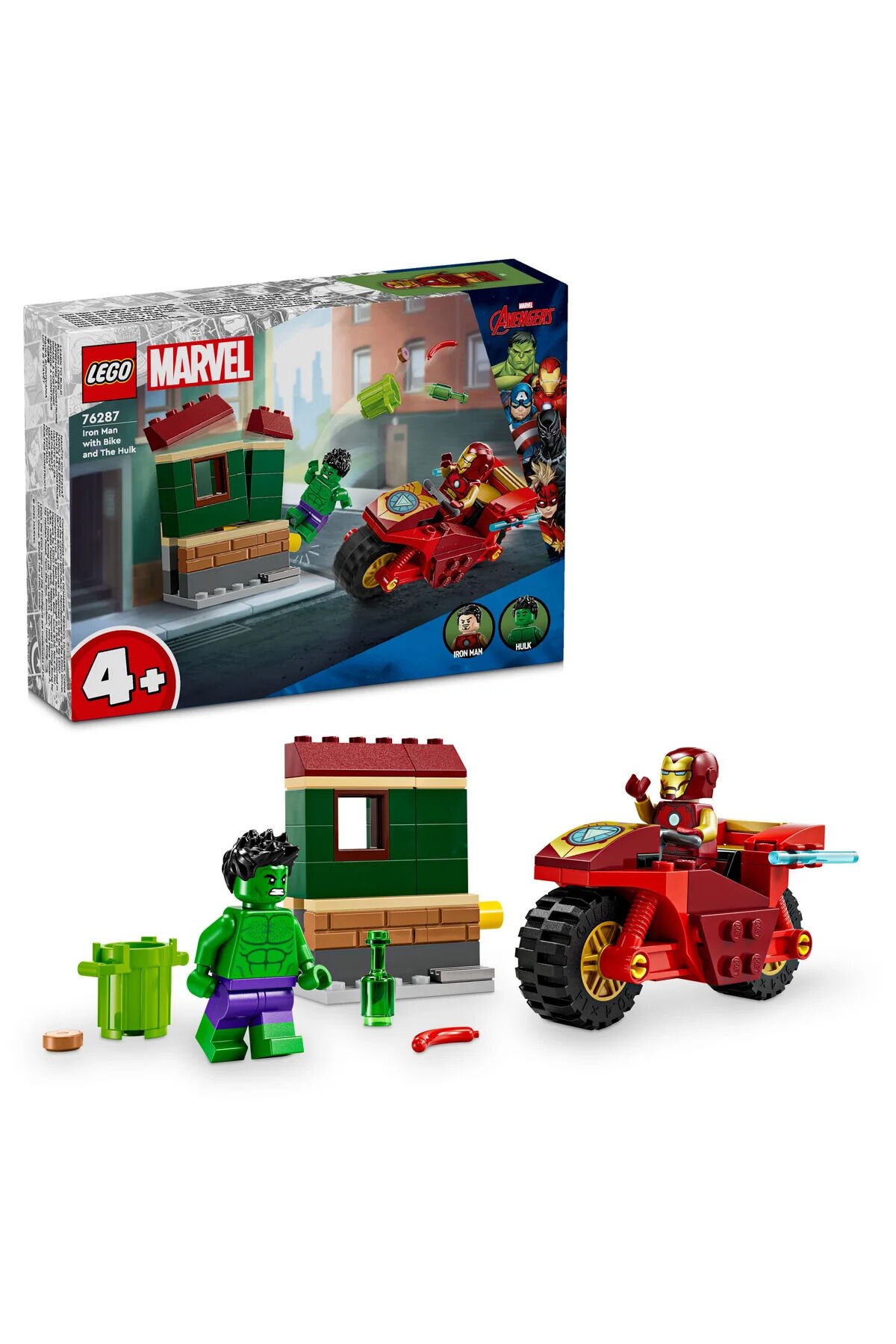 ® Marvel Motosikletli Iron Man ve Hulk 76287 - 4+ Yaratıcı Oyuncak Yapım Seti (68P)