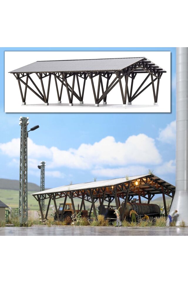 1:87 Ho Tarım Çiftlik Araç Garajı ( Gerçek ahşap model. Kit. )