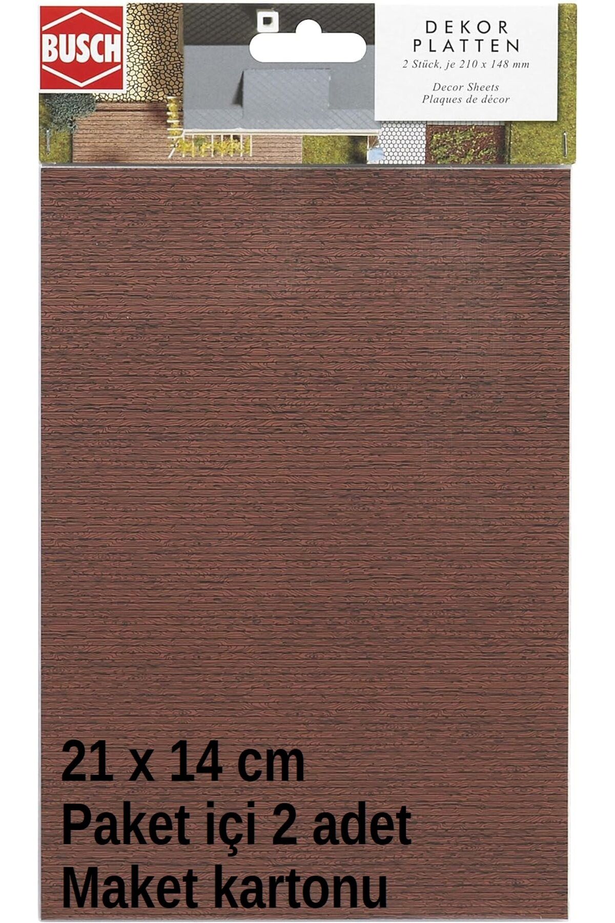 1:87 Ho/TT/Ölçek MAKET KARTONU Ahşap (Kızıl Meşe)Görünümlü 21 X 15 Cm /2 ADET.